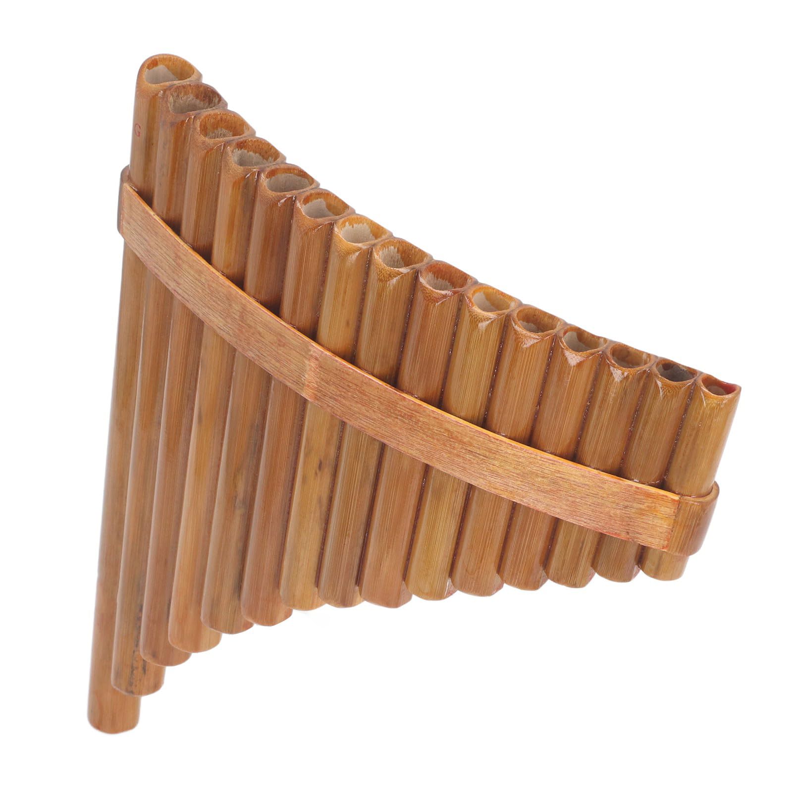 Panflöte Kaufen, Professionelle Panflöte, Holz-Riemen Pan Flute, G-Moll Panfloete, mit 15 Rohre, Tragetasche und Reinigungstuch, für Musikaufnahmen, Bühnenauftritte und Übung(Rechtshänder)