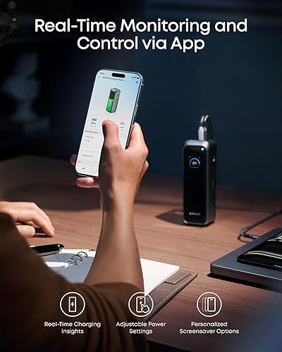 Miniatura 6 de Anker Prime Power Bank, cargador portátil de 3 puertos de 20,100 mAh con salida máxima de 220 W, carga bidireccional, aprobado por la TSA, control