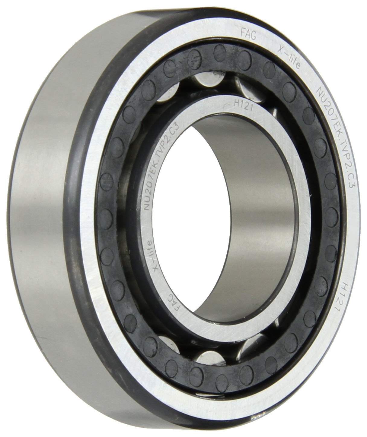 FAG NU207EK-TVP2-C3 Cylindrical Roller Bearing, Single Row, Tapered Bore, Removable Inner Ring, High Capacity, Polyamide Cage, 35mm Bore, C3 Clearance, Metric, 72mm OD, 17mm Width,
