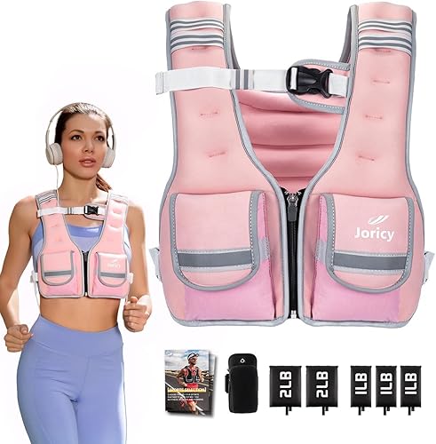 Miniatura 9 de Chaleco con peso ajustable para mujer, 5-12 libras, 9-16 libras, 17-24 libras, 23-30 libras, chaleco de peso con rayas reflectantes, chaleco