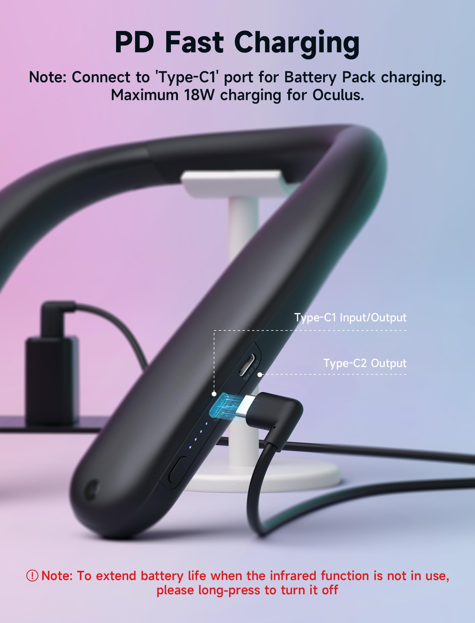 JSAUX - Batería para Oculus Quest 3, 10000mAh PD Cargador rápido (duración adicional 4-6 horas), accesorios VR Extend Power, compatible con Oculus Quest 2