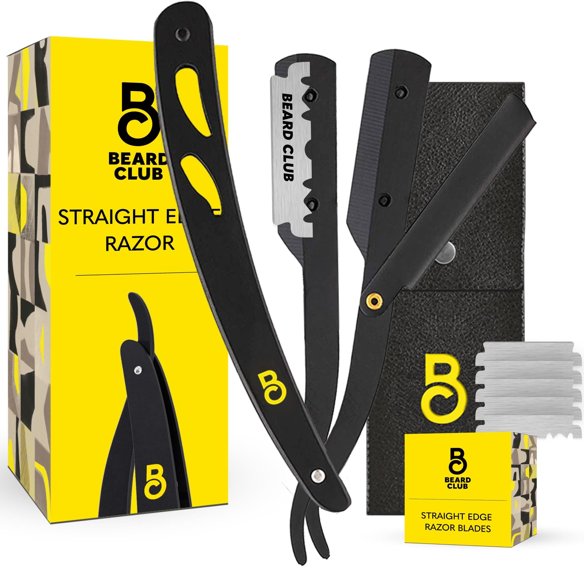 Straight Razor for Men - Navajas Para Barbero - Barber Straight Edge Razor Kit - Premium Single Derby Blade Cutthroat With 5 Replaceable Stainless Steel Blades & Leather Case