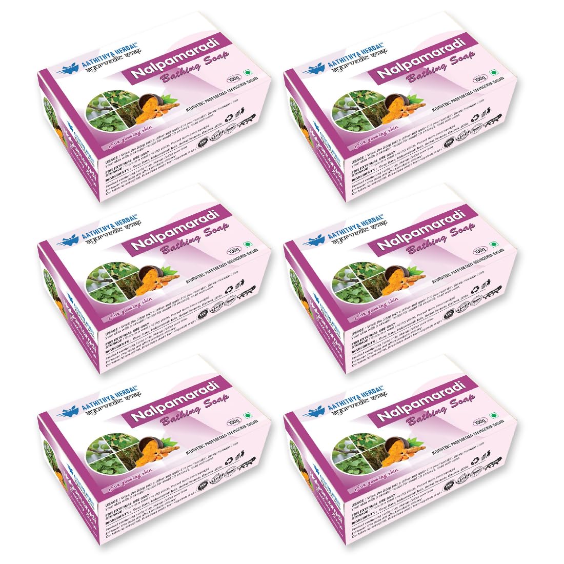 Aathithya Herbal Nalpamaradi Herbal Ayurvedic Bathing Soap Pack of 6