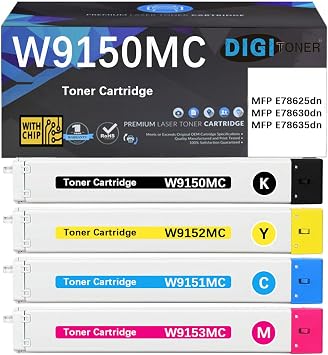 W9150MC Toner Cartridge Replacement for HP W9150MC W9151MC W9152MC W9153MC Toner Cartridge Compatible with HP Color Laserjet Managed MFP E78625dn E78630dn E78635dn Printers 4-Pack