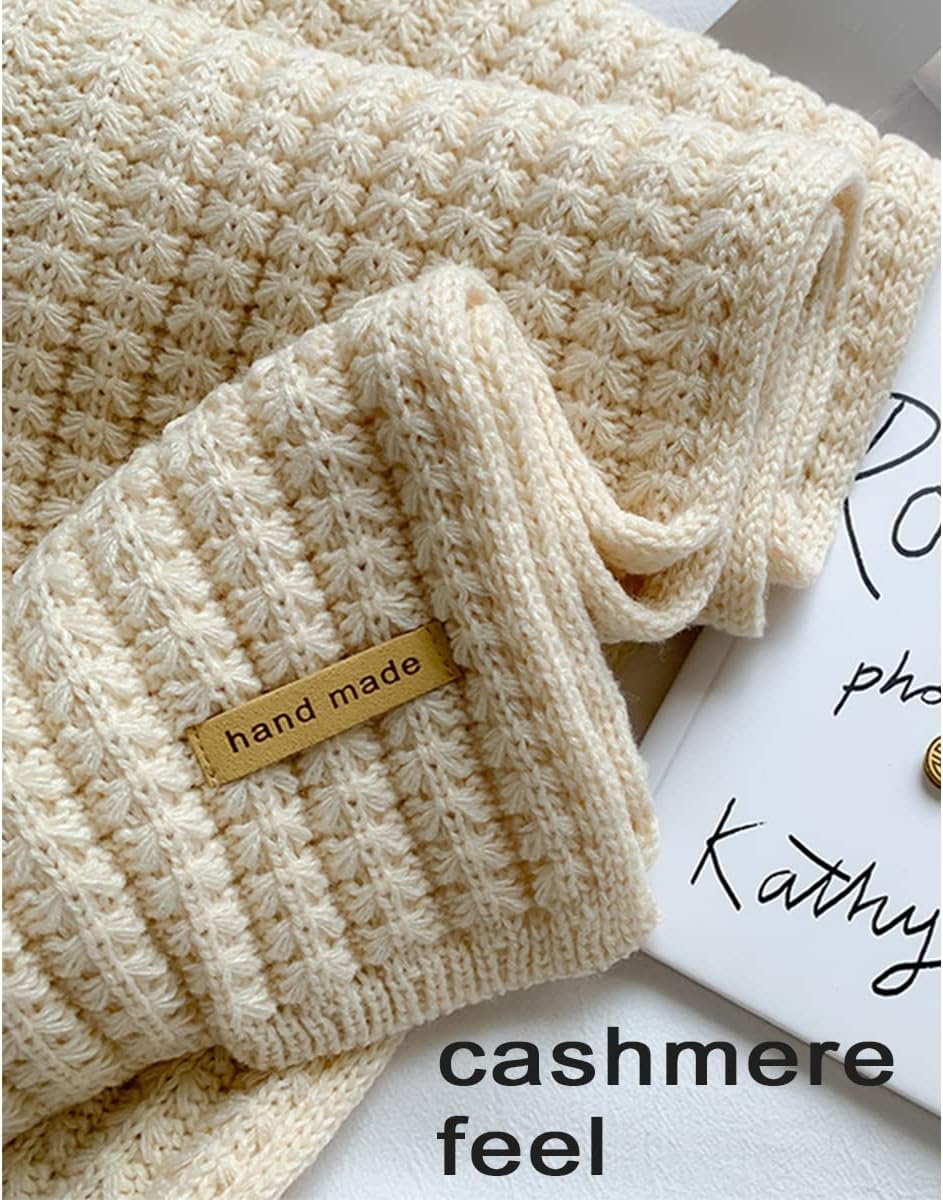 Women Winter Chunky Knit Scarf Thick Warm Ribbed Large Scarves Long Wrap Shawl Fleece Neck Warmer Wool Soft Fashion