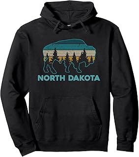 North Dakota Bison Vintage American Buffalo Souvenir Pullover Hoodie