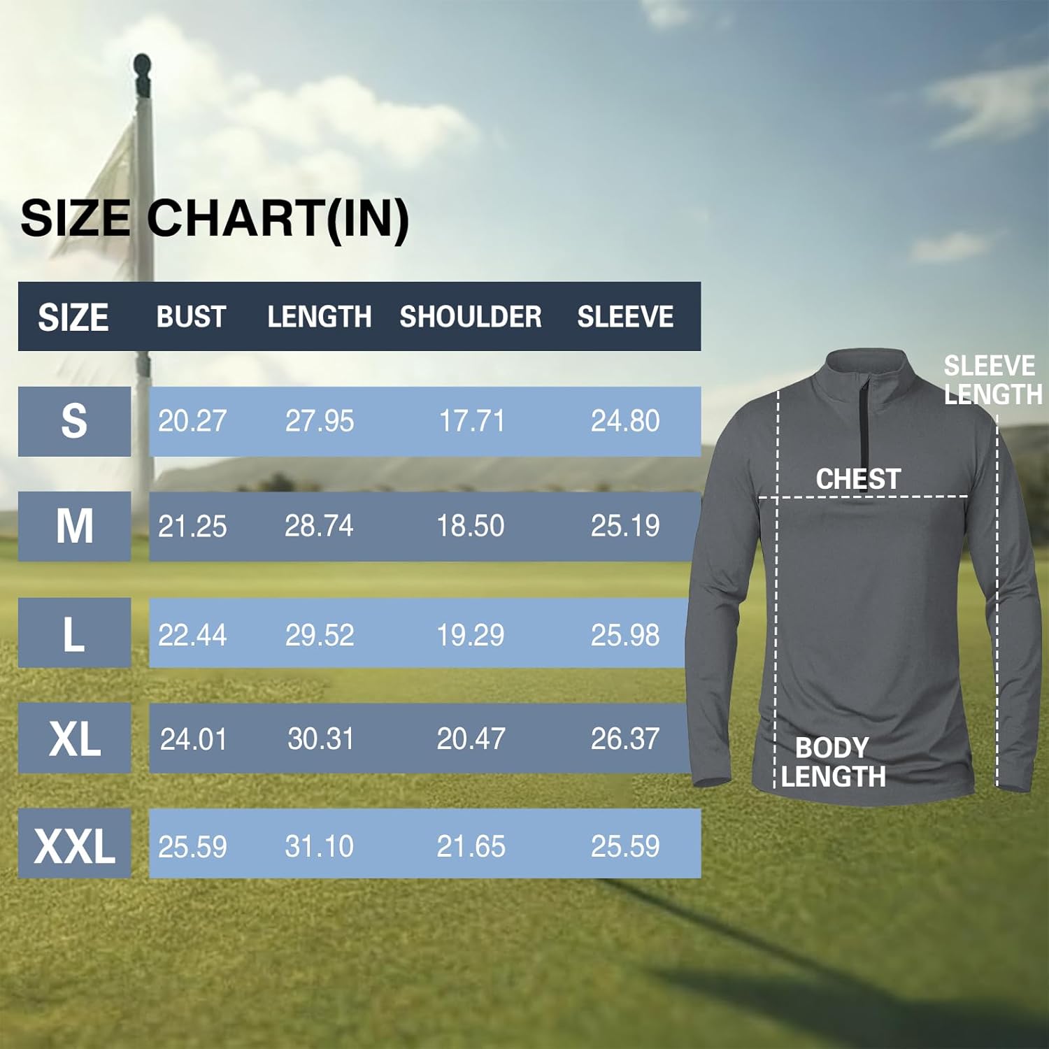 Mens Quarter Zip Pullover Sweatshirts - UPF 50+ Moisture Wicking & Breathable Sun Protection Golf Shirt - Image 6