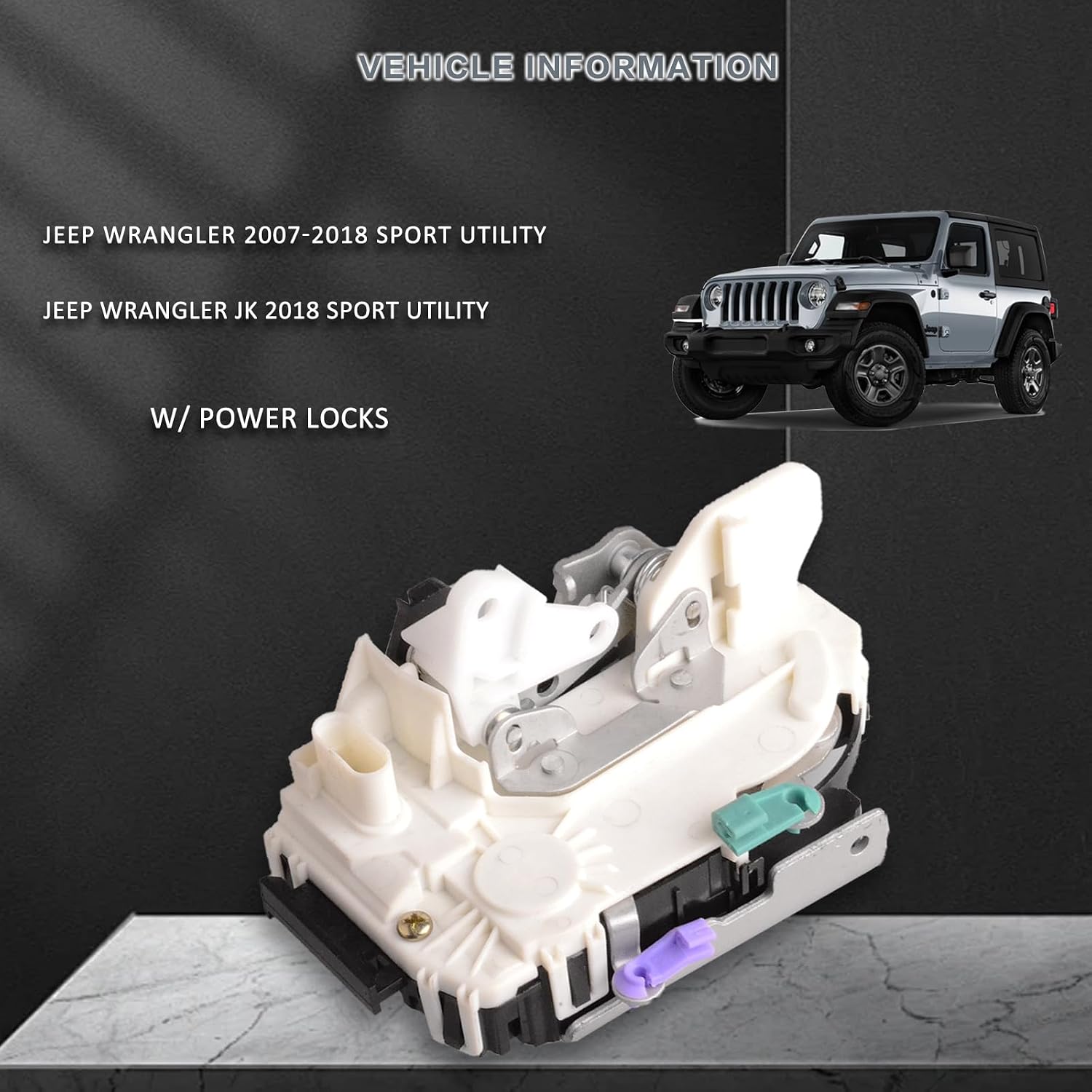 Rear Tailgate Lock Actuator Assembly W/Power Lock Compatible for Jeep Wrangler 2007-2018 Replace 4589584AA, 4589584AB, 4589584AC, 4589584AD, 4589584AE, 4589584AF