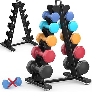 TomCare 4-Tier Dumbbell Rack Stand with Handle - Sturdy A-Frame Metal Weight Holder for Home Gym Storage (Dumbbells Not Included)