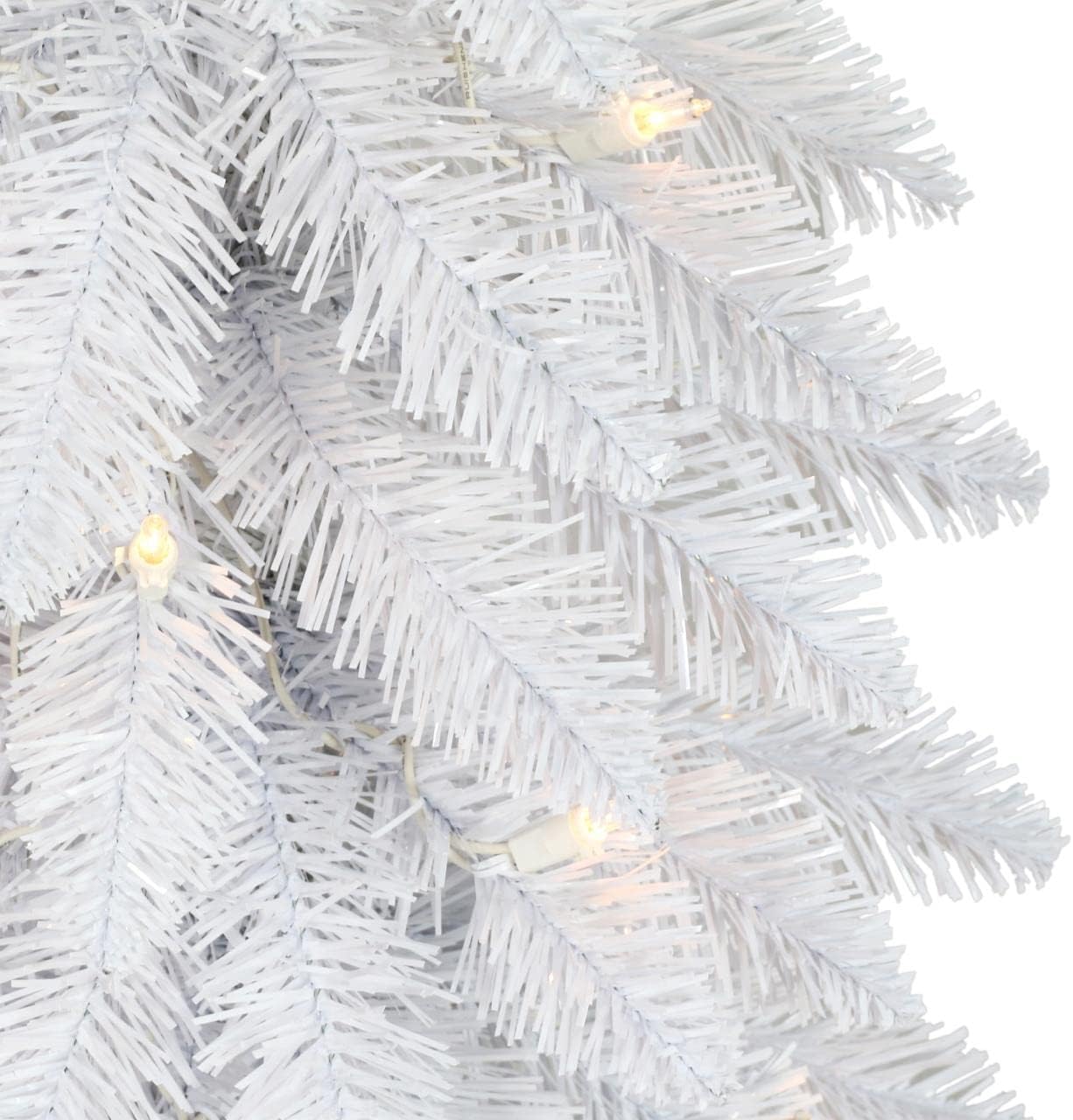 Puleo International 4 ft Pre-Lit White Artificial Alpine Pencil Tree 136 Tips 50 Clear Lights