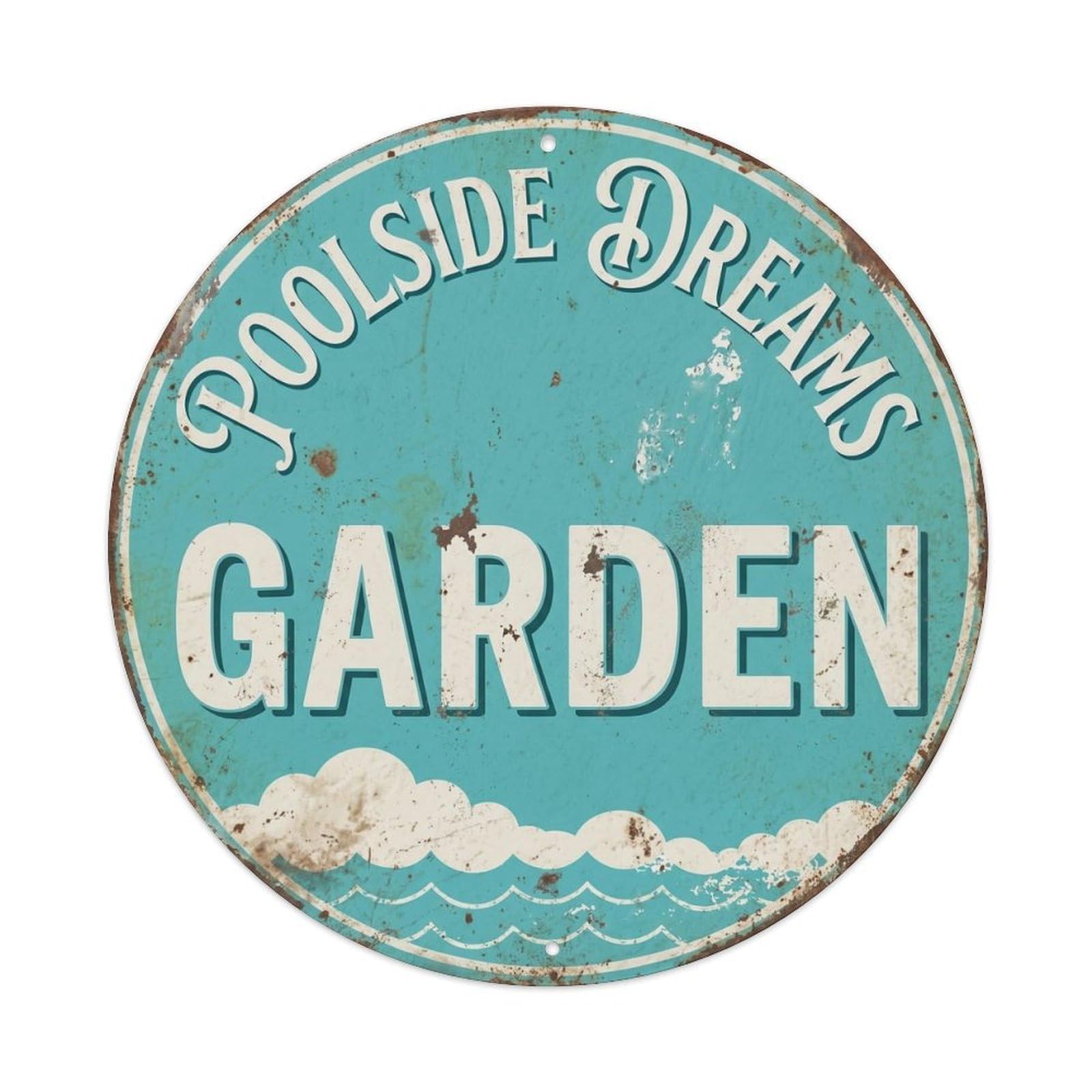 Yrnq Vintage Style Poolside Dreams Garden Vintage Metal Tin Sign Plaque Wall Decor For Cafe, Club, Garden Round Metal Poster 8X8inch