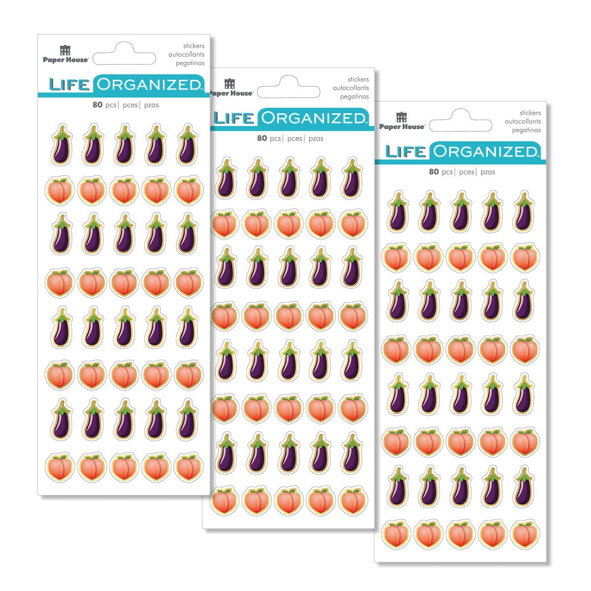 Stickers transparents aubergines et pêches Paper House