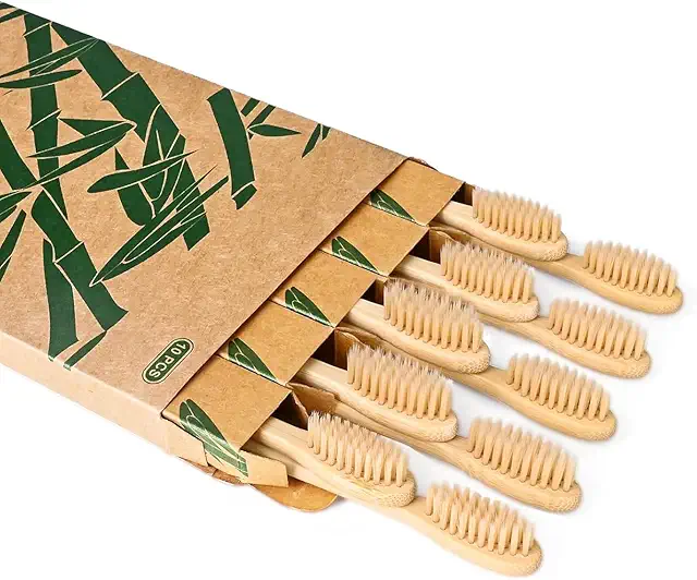 Daletu 10-Pack Bamboo Miswak Toothbrushes with Soft Bristles - Eco-Friendly & Biodegradable