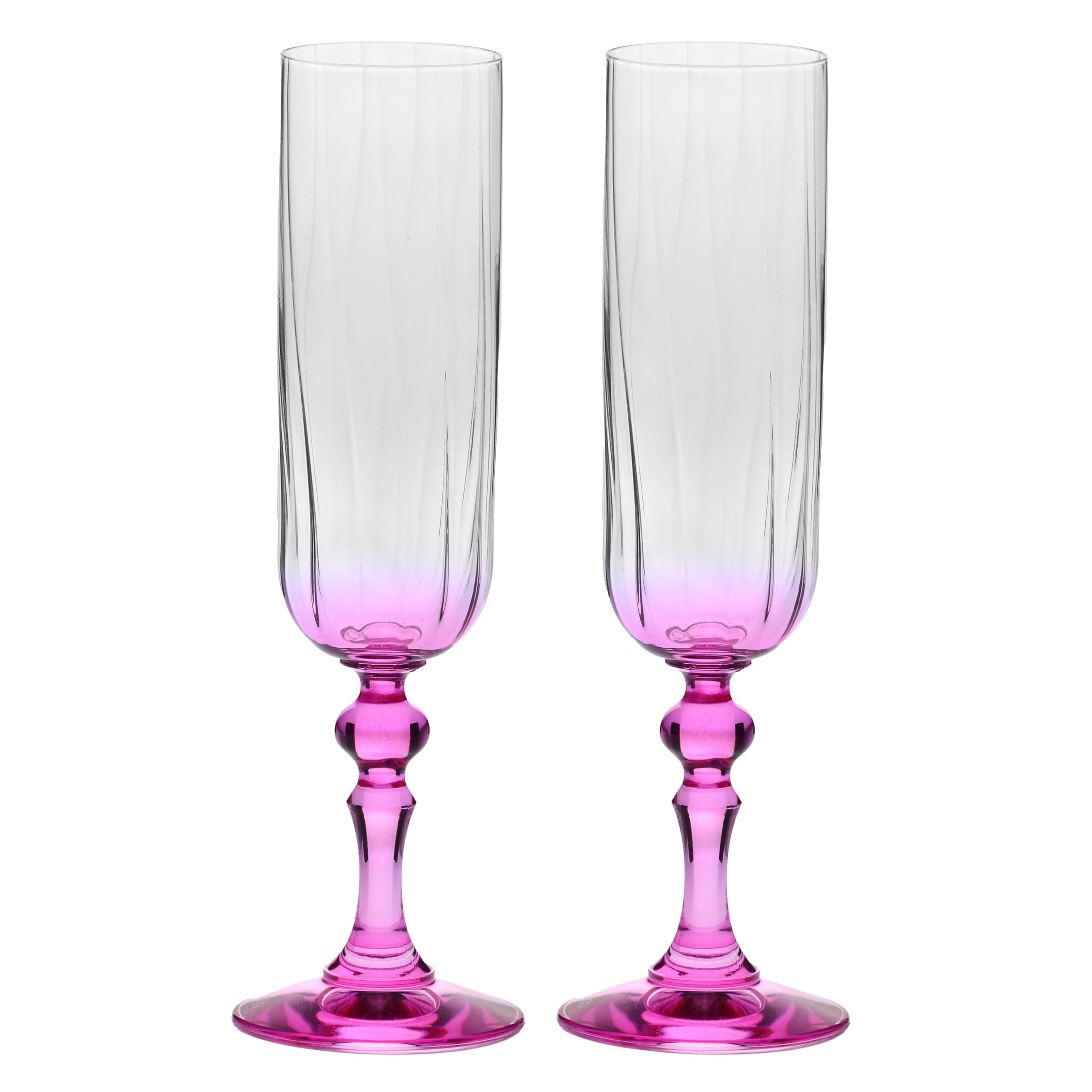 Krosno Flûtes à Champagne Lot de 2, 220 ml, Pied Rose, Collection Bubble | Celebration Moments, Verres à prosecco, vin pétillant, cocktail, Cristal sans plomb, Compatibles lave-vaisselle, Idée cadeau