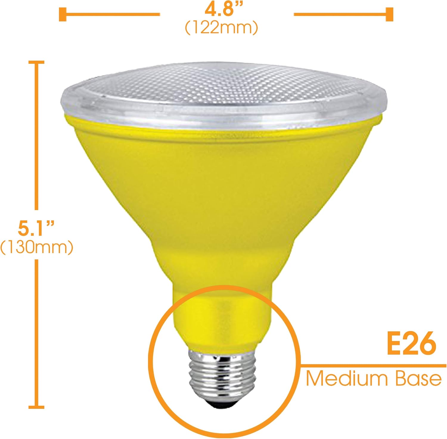 Xtricity LED PAR38 Colored Flood Light Bulb, 7W, (40W Equivalent), Waterproof, Indoor/Outdoor, E26 Medium Base, 120V, RoHs Listed, Yellow (1 Pack)