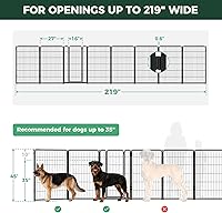 Vista 63 de FXW Puerta para perros extra ancha diseñada para uso en interiores, ancho ajustable de hasta 165 pulgadas de ancho