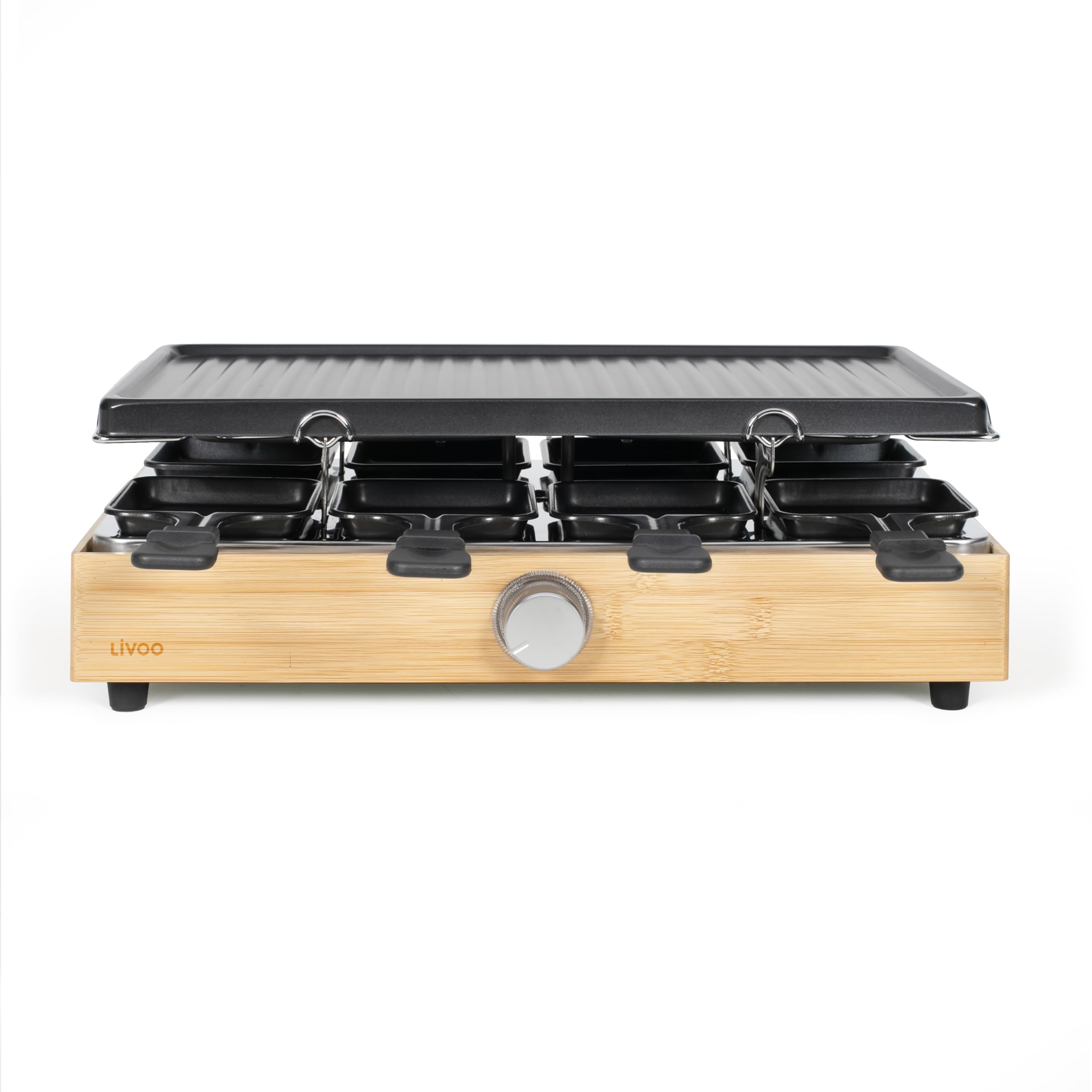 Livoo - Appareil à raclette 8 personnes DOC336-1400W, 42x23 cm, sans PFAS, Noir