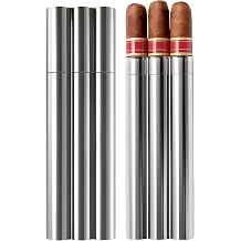 OGABEL Cigar Case For 3 CigarsRing Gauge 42-50 Stainless Steel, Portable Travel Cigar Tube Holder, Metal Cigar Storage Case for Pocket or Travel, Cigar Accessories Gift for Men Cigar Lovers