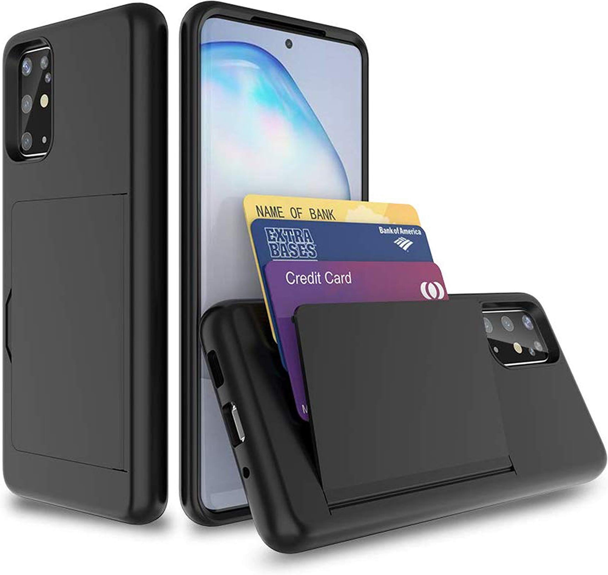 S20 Ultra Cases I Galaxy s20 Ultra Wallet Case with Card Holder - Samsung Slim Protective Phone Back Covers I Dual Layer Hard Hybrid 3 Credit Card Slot Hidden Storage Cover I Black Heavy Duty