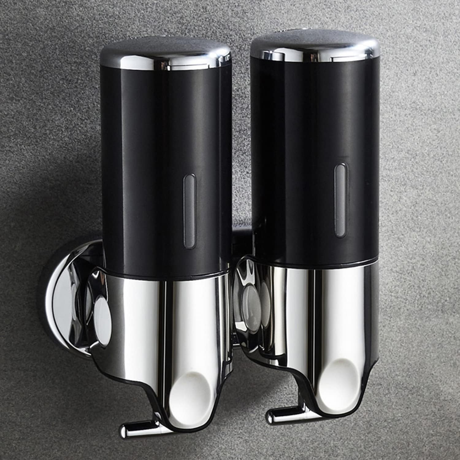 Double Wall Mount Pump Soap Dispenser,2 X 500ML Shampoo and Shower PumpDouble Soap Dispenser Wall Mounted Shampoo Conditioner,Shower Gel Lotion,Soap,for Bathroom Kitchen Home Hotel Chamber(Black)