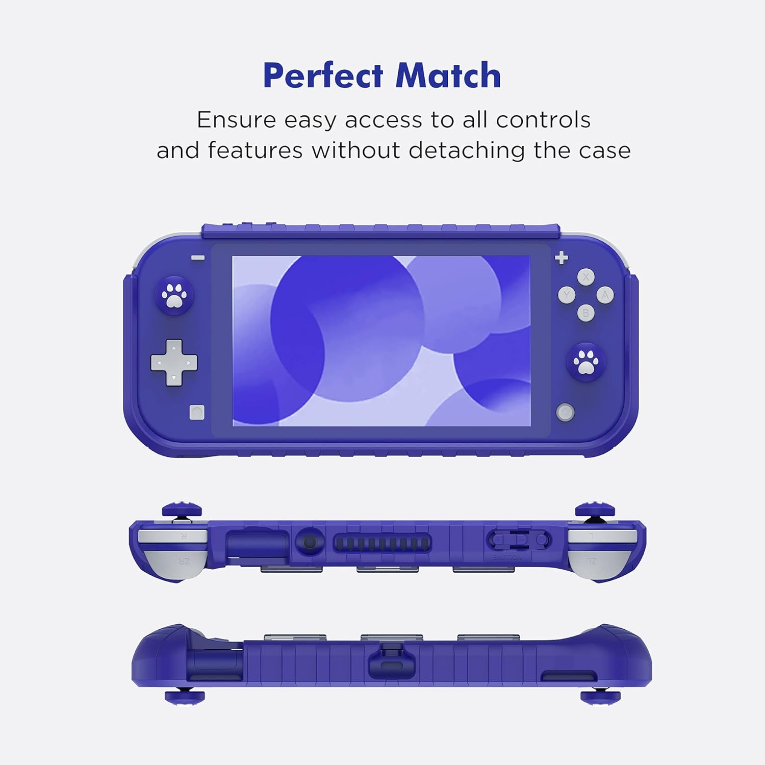 KIWIHOME Switch Lite Case, Durable Anti-Slip Shockproof Protective Hard Case Only for Handheld Switch, with Thumb Grip Caps Switch Lite Case for Boys (Blue) - Image 5