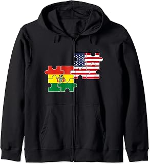 Bolivia USA Flag American Bolivian Zip Hoodie