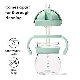 OXO Tot Transitions Straw Cup with Handles 6 oz. - Opal and Blossom - 2 Pack