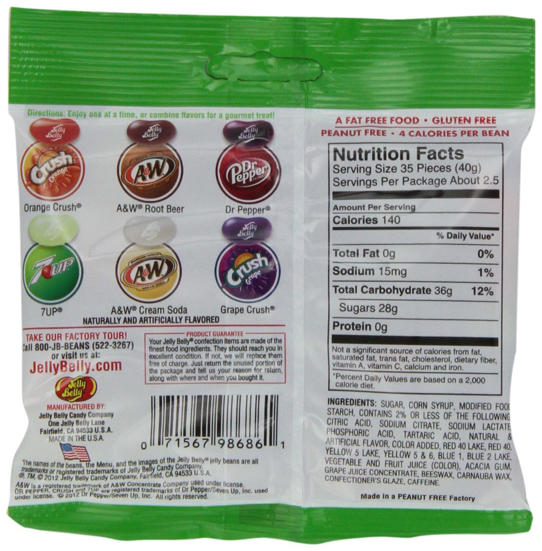 Jelly Belly Soda Pop Shoppe Jelly Beans, 6 Soda Flavors, 3.5-oz, 12 Pack