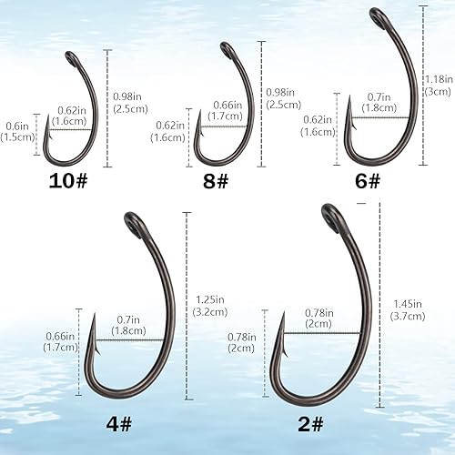 Miniatura 5 de THKFISH Ganchos de mosca seca para atar moscas curvadas 2#  10# Surtido de 100 ganchos de pesca con mosca