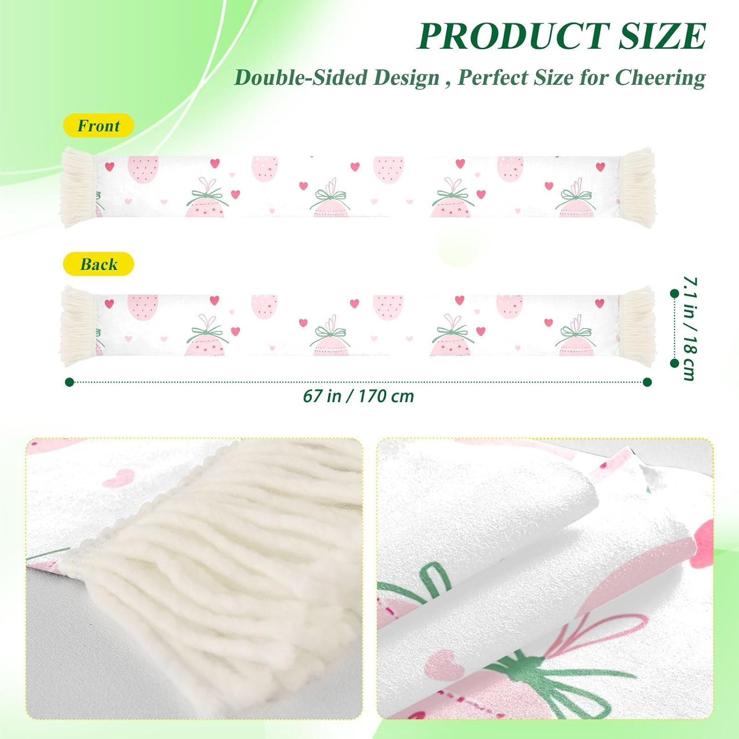 CHIFIGNO Easter Pink Eggs Sports Fan Scarf for Soccer Fans, Soft Polyester Sweat Towel Scarf for Cheering, Quick Dry Rally Towel with Fringe Ends
