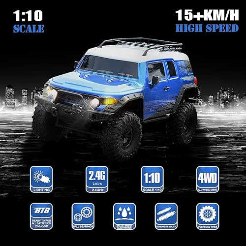 Miniatura 2 de RC Cars RC Crawler 110 Escala RTR Auto de control remoto 4WD 2.4GHz cepillado Offroad Racing Hobby Grade Modelo Vehículo con luces LED, 2 piezas,