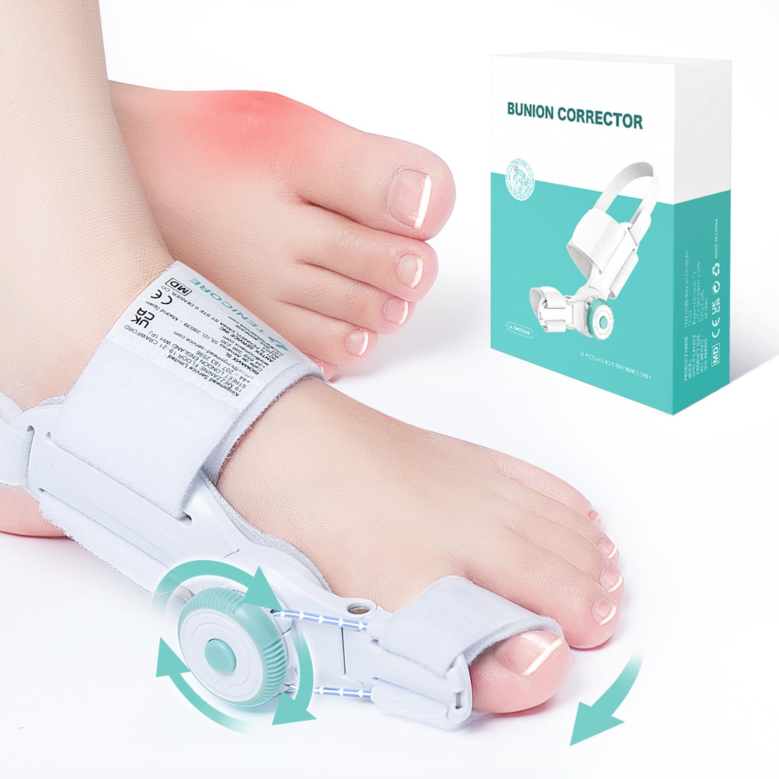 Hallux Valgus Corrector Brace, Hallux Valgus Bescherming Corrector, Herbruikbare Teenspreider voor Volwassenen, Comfortabel Dag en Nacht, Verlicht Pijn, Overlappende Tenen
