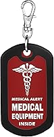 MNMOOM Medical Equipment Luggage Tag - Waterproof Red Alert Zipper Pull Bag Tag with Key Ring for Epipens, Insulin