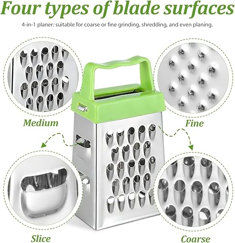 Miniatura 2 de jojofuny 6 mini ralladores de queso: caja pequeña de acero inoxidable para cocina casera, trituradora de alimentos vegetales multiusos con asas para