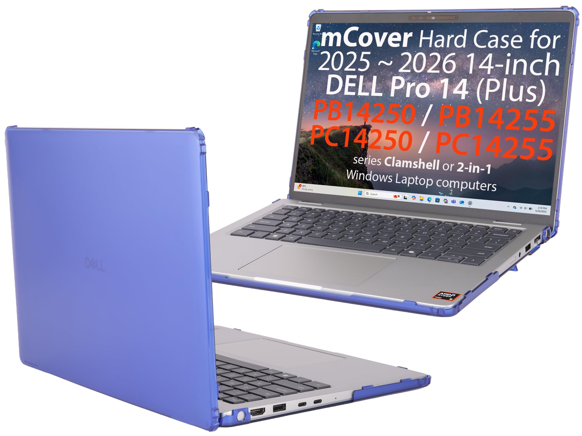 mCover Case ONLY Compatible for 2025-2026 14" Dell Pro 14 Plus PB14250 PB14255 and Pro 14 PC14250 PC14255 Windows PC (NOT Fitting Any Other Dell Models)- Clear — view 11