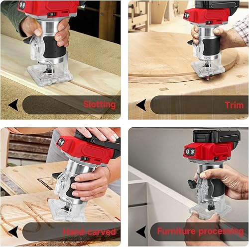 Miniatura 7 de Enrutador compacto inalámbrico para batería Milwaukee de 18 V, enrutador recortador sin escobillas de 800 W con 5 velocidades variables, 30000 RPM,