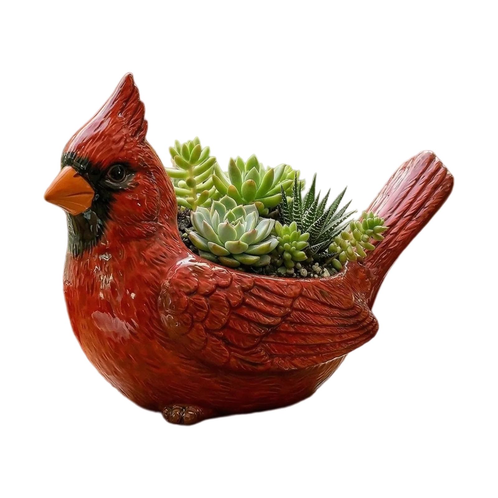 Snorvixre Resin Flower Pots in Red Bird Shape Cactus Succulents Small Planter for Indoor Plant and Home Offices Garden Ornament Resin Small Planter