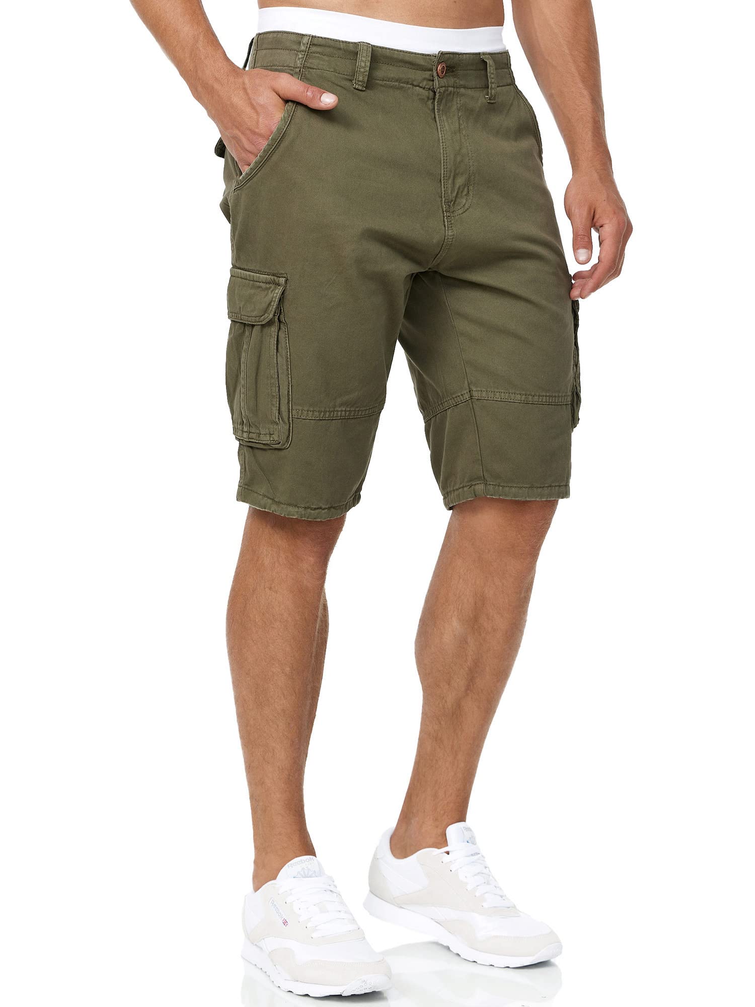 Indicode Hombres Blixt Shorts Cargo con 6 Bolsillos y cinturón confeccionados en 100% algodón