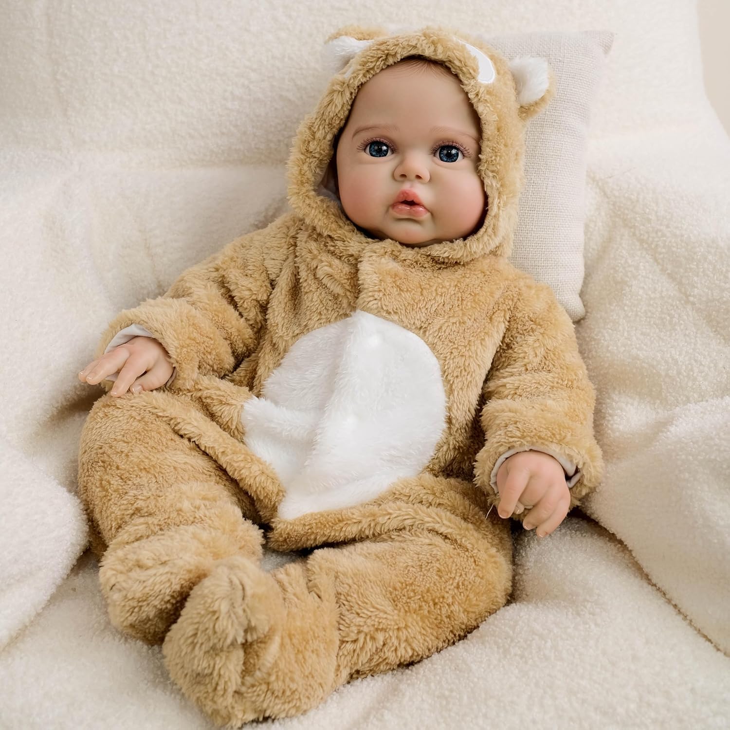 48 cm silikonowe lalki Reborn Baby Dolls drukowane włosy tkanina ciało realistyczny winyl noworodek lalki otwarte oczy realistyczne Reborn niemowlę lalki prawdziwe życie lalka bobas zabawki