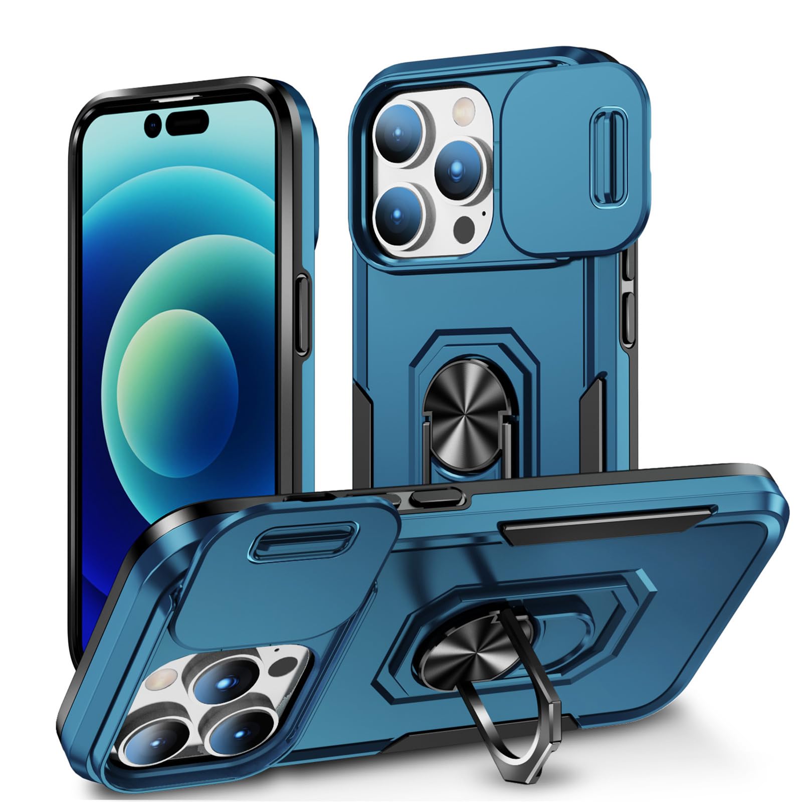 SEFING Phone Case for iPhone 14 Pro Max Case iPhone 14 Pro Max Phone Case with Kickstand Ring Holder, with Camera Cover, with Magnetic Car Mount