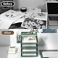 Vista 6 de Stackable Letter Trays, 4 Tier Metal Paper Tray & Desk Organizer, Stackable File Trays for Office & Home, Multi-Functional Document Tray with Fine