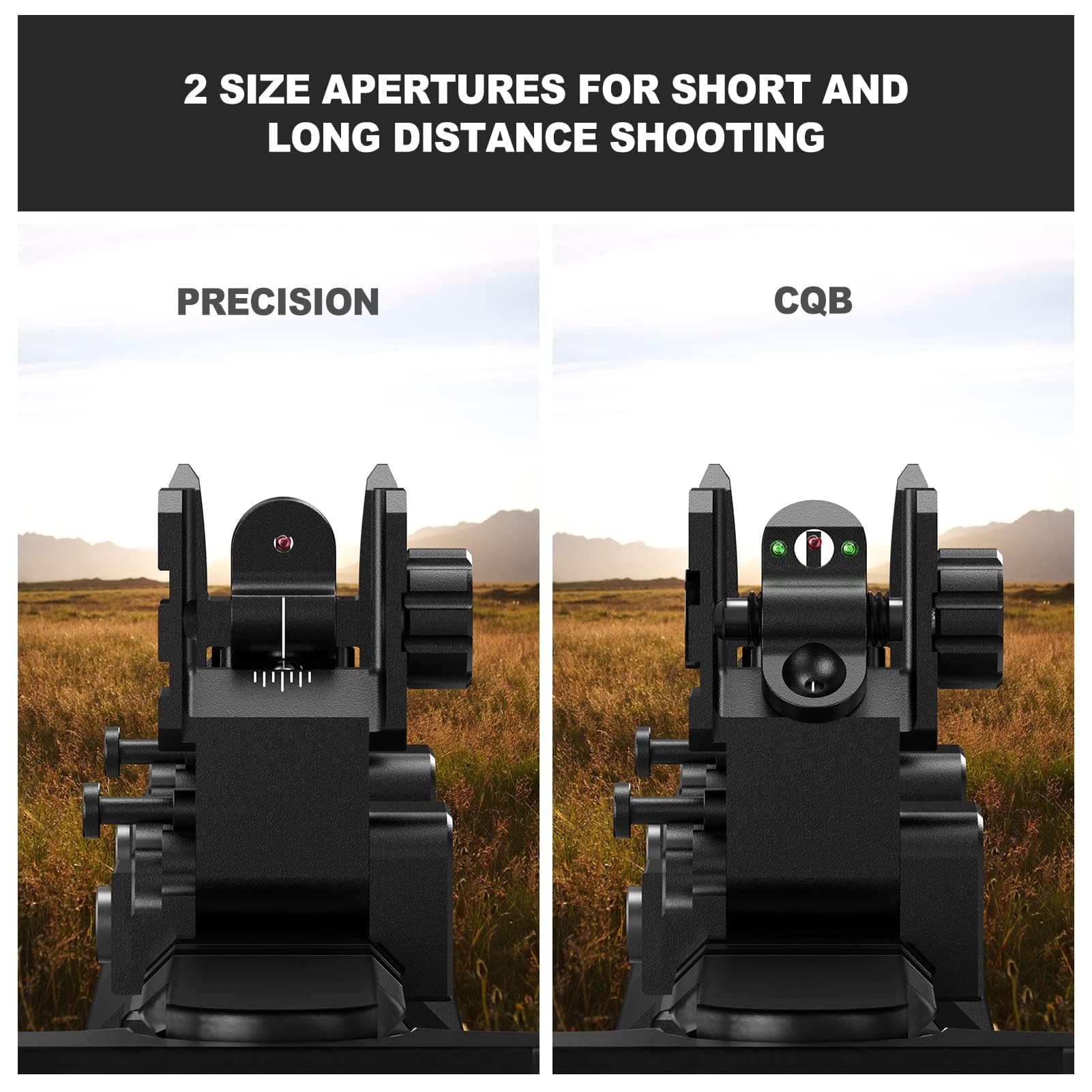 Feyachi S37 Flip Iron Sight es Compatible con los rieles Picatinny y Weaver, Miras Tácticas Plegables Delanteras y Traseras Sólo para Actividades Deportivas