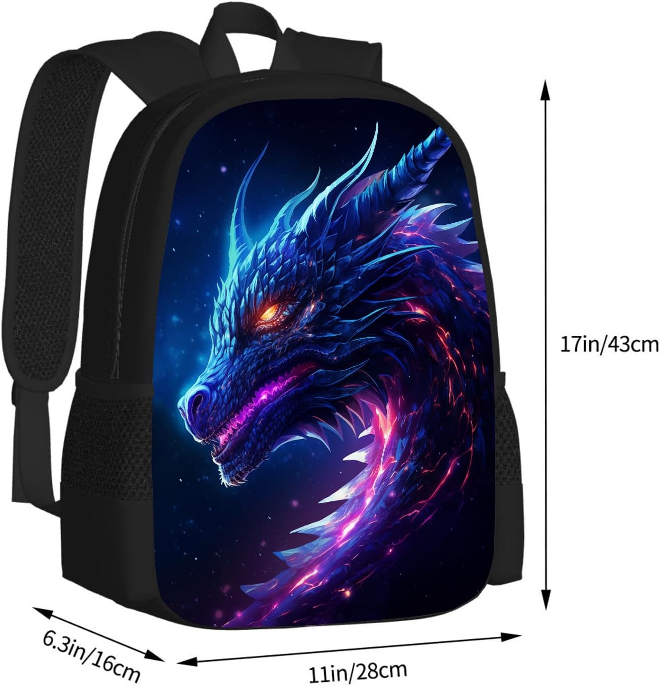 FREE LION Kids Dragon Backpack for Boys Girls, Cool Purple Dragon 17 Inch School Bookbag, Large Capacity for Elementary Middle High School - Image 3