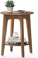 VASAGLE MAEZO 2-Tier Round Side Table, Rustic Walnut End Nightstand, Small Space 198lb Capacity ULET283T41