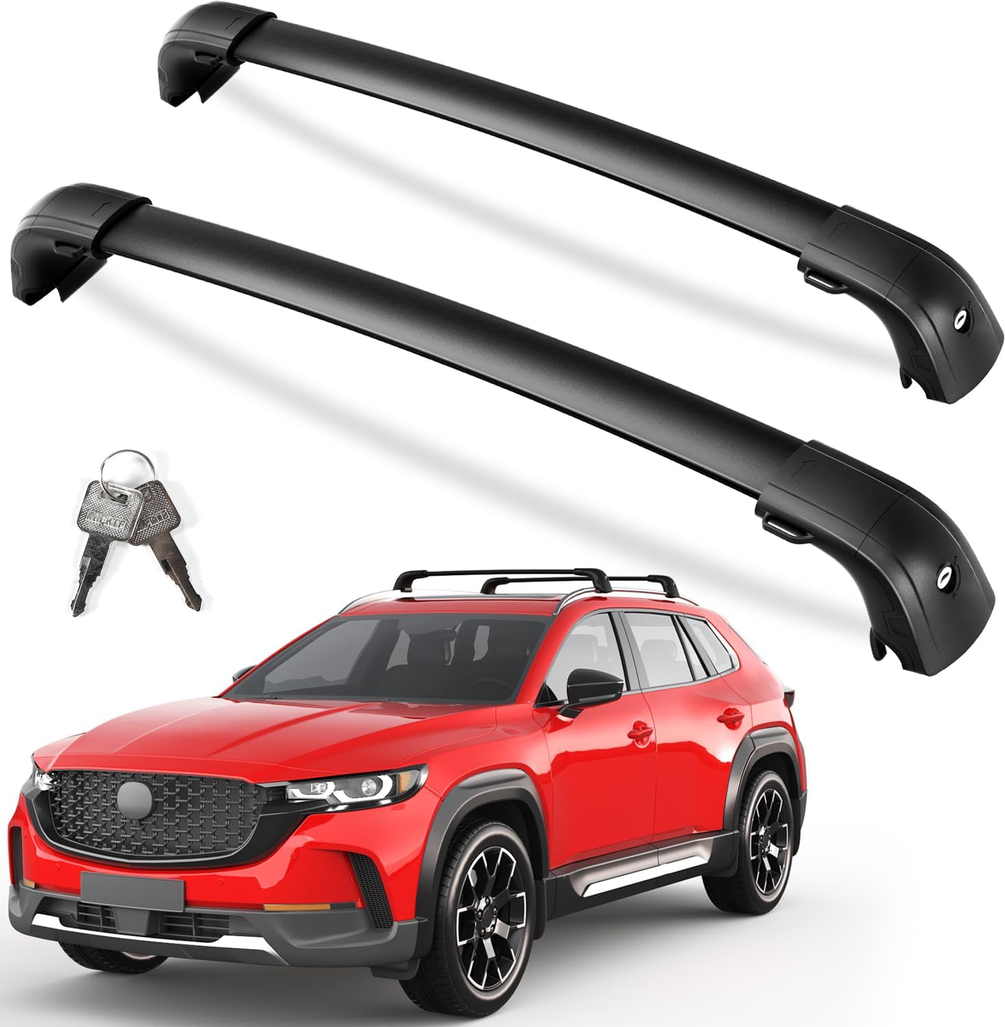 Lockable 220LBS Roof Rack Cross Bars Compatible with Mazda CX50 CX-50 2023 2024 2025, Aluminum Roof Rails Crossbars Rooftop Cargo Basket Carrier Bag Luggage Rails Compatible with Mazda CX50 2023-2025