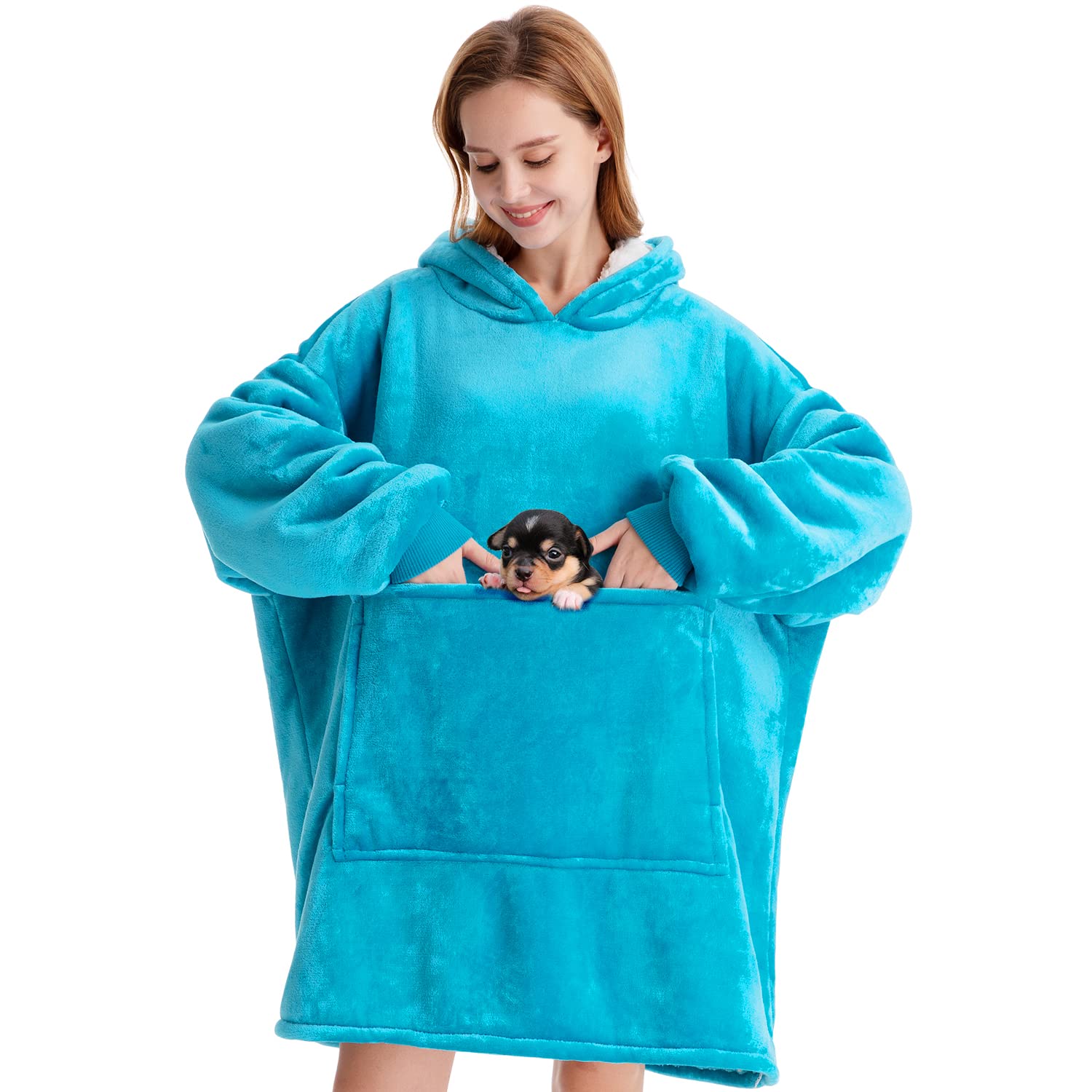 Wearable Blanket Hoodie,Oversized Sherpa Sweatshirt Blanket with Hood
