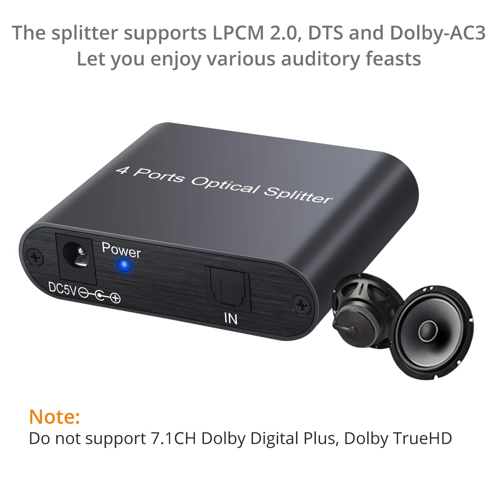 Neoteck Répartiteur Audio Optique 1 Entrée 2 Sorties - Splitter Toslink Numérique Avec Câble Pour TV, PS5, PS4, Home Cinéma