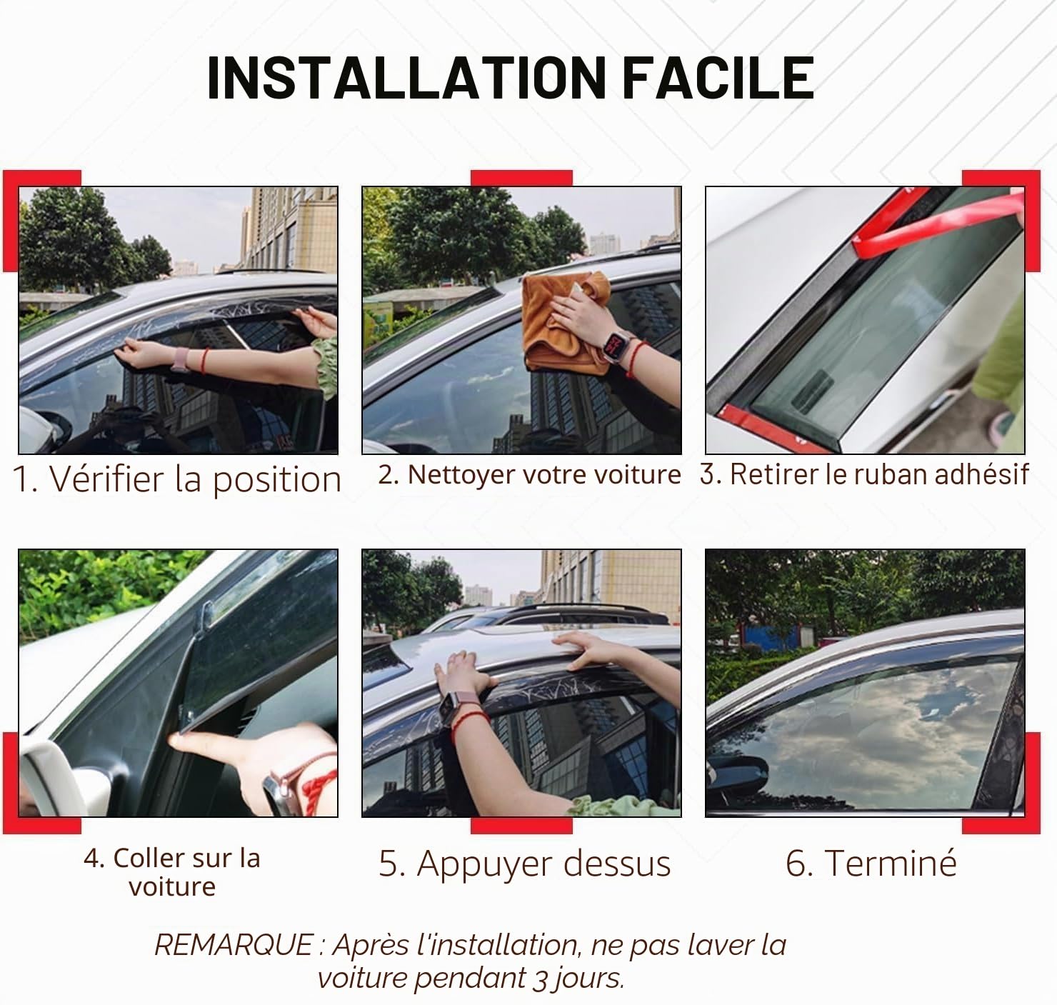 Lot de 2 déflecteurs d'air adhésifs compatibles avec SUV Suzuki Jimny MK3 2 portes 1998 1999 2000 2001 2002 2003 2004 2005 2006 2007 2008 2009 2010 2010 20 10 1 201. 2 modèles 2013 2014 2015 2016 2017