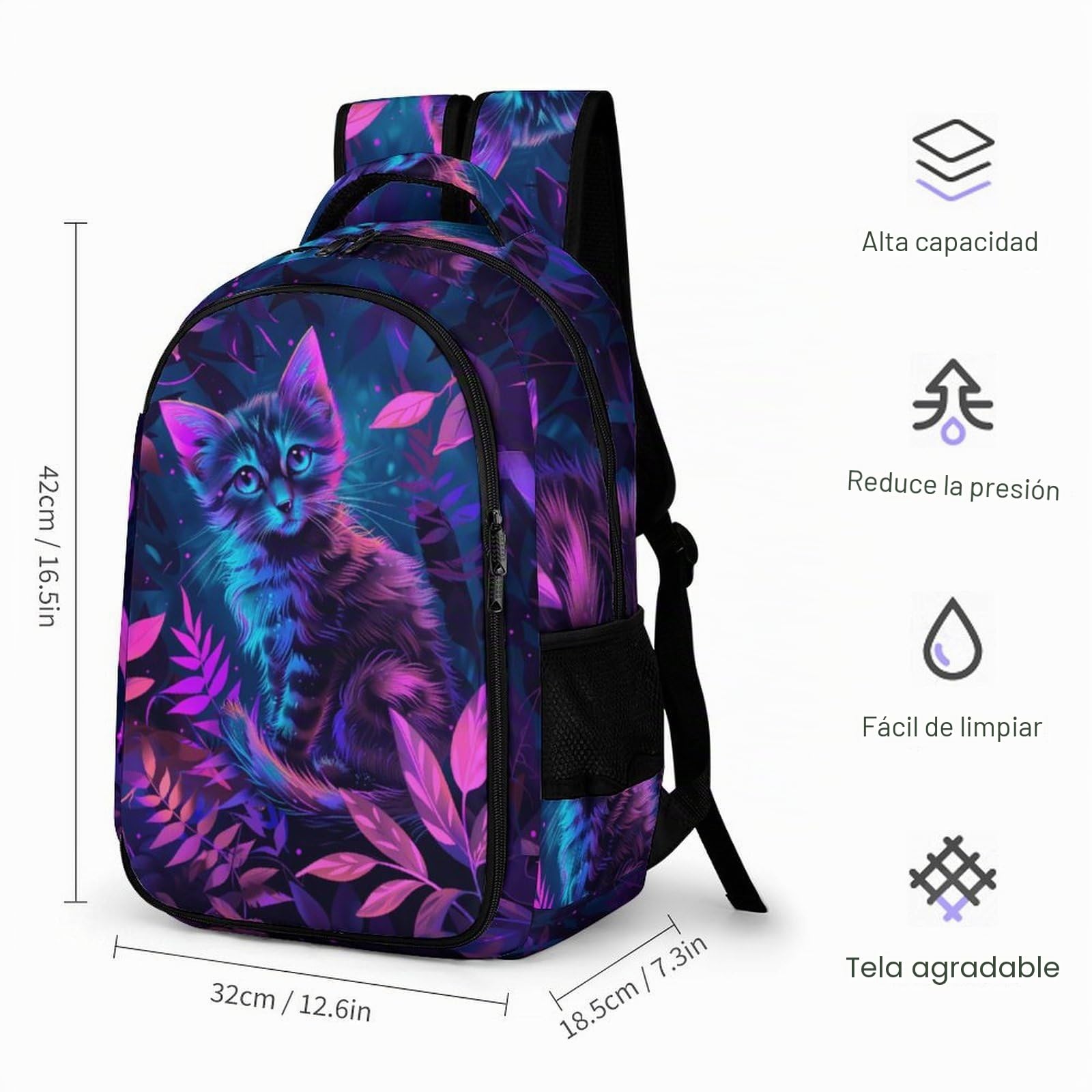 Mochila Infantil Gato Gatito, Regalos Para Niños, Mochilas Escolares Juveniles En Gran Capacidad, Bolsa Con Animal Print Para Muchachas