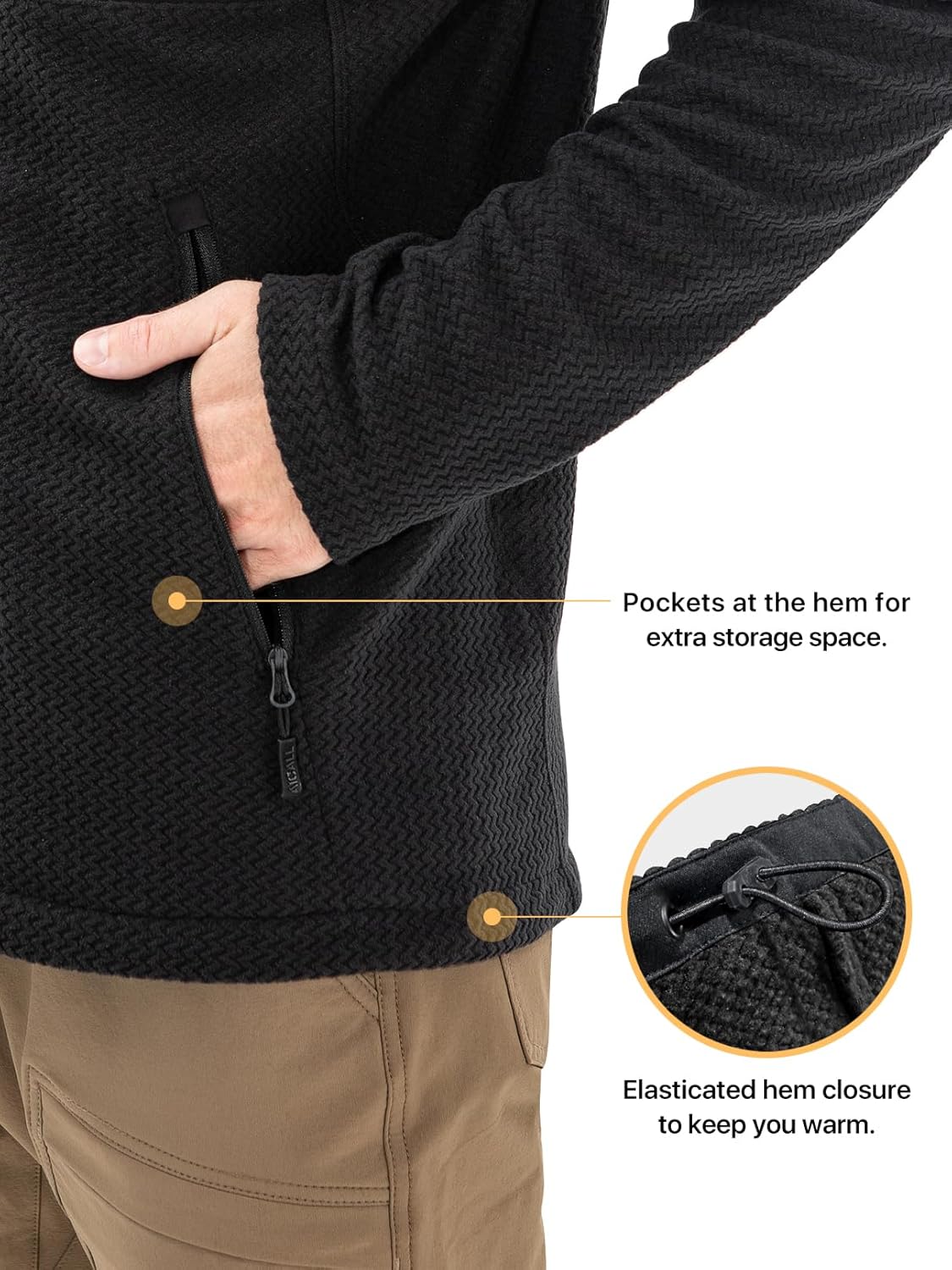 Men's AIR Full Zip Wave-textured Lightweight Fleece Jacket Breathable Jacket for Outdoor Hiking Camping - Image 3